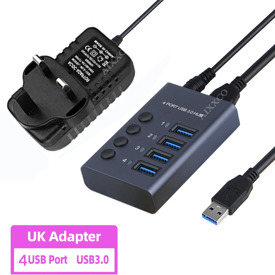 AIXXCO 7/10 Ports USB 3.0 Hub Multi USB Splitter