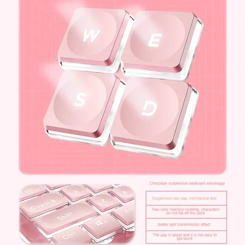 EWEADN Wired Keyboard Silent Office Pink Keyboard