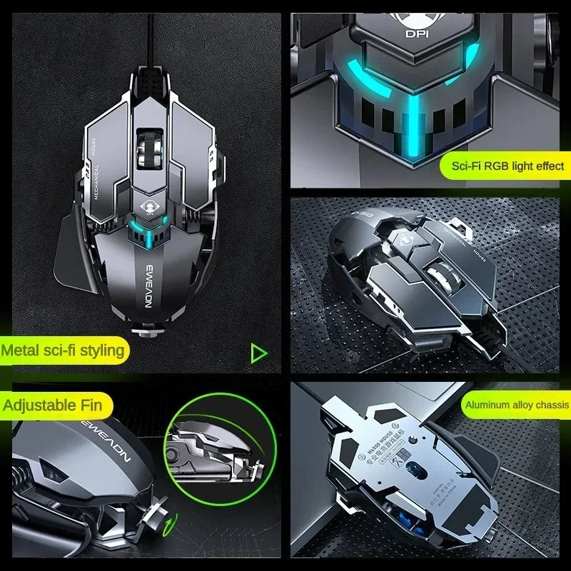 EWEADN Wired Mouse Mechanical Feel Ergonomic