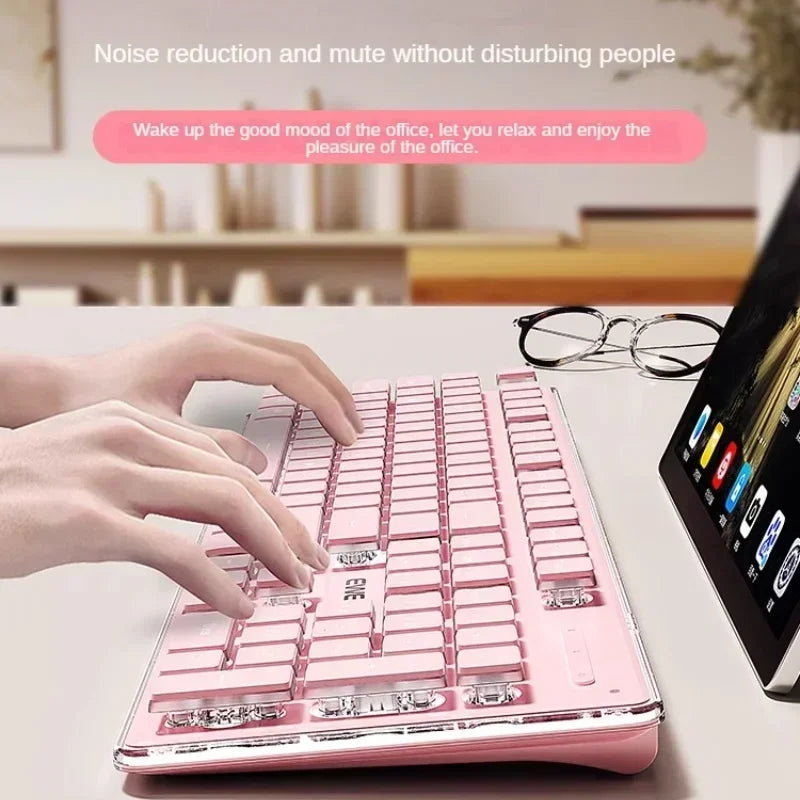 EWEADN Wired Keyboard Silent Office Pink Keyboard
