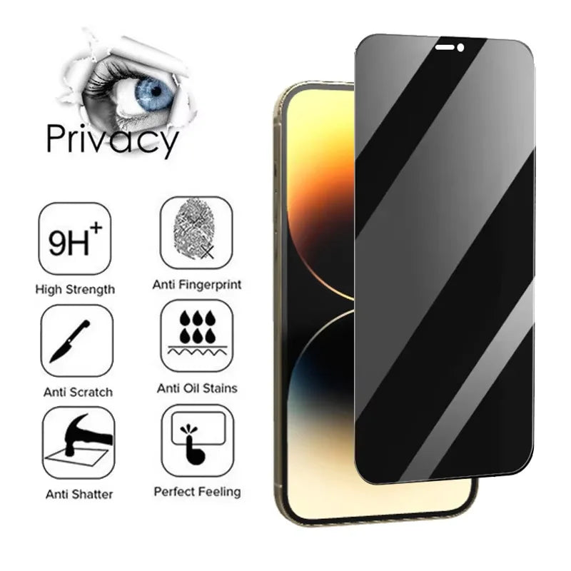 For iPhone 16 17 15 14 pro privacy tempered glass