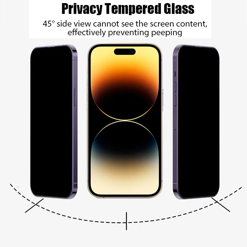 For iPhone 16 17 15 14 pro privacy tempered glass
