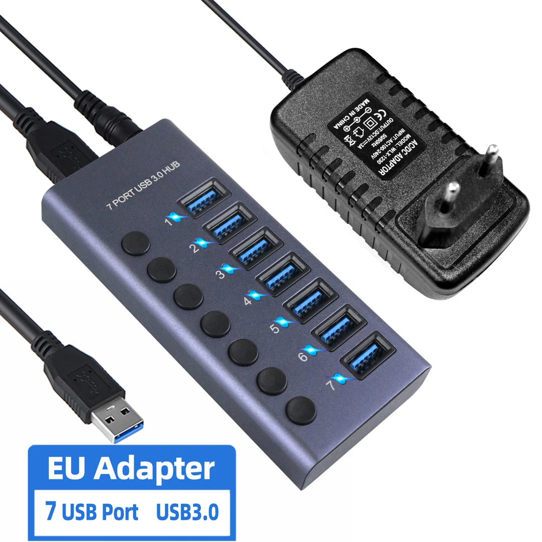 AIXXCO 7/10 Ports USB 3.0 Hub Multi USB Splitter