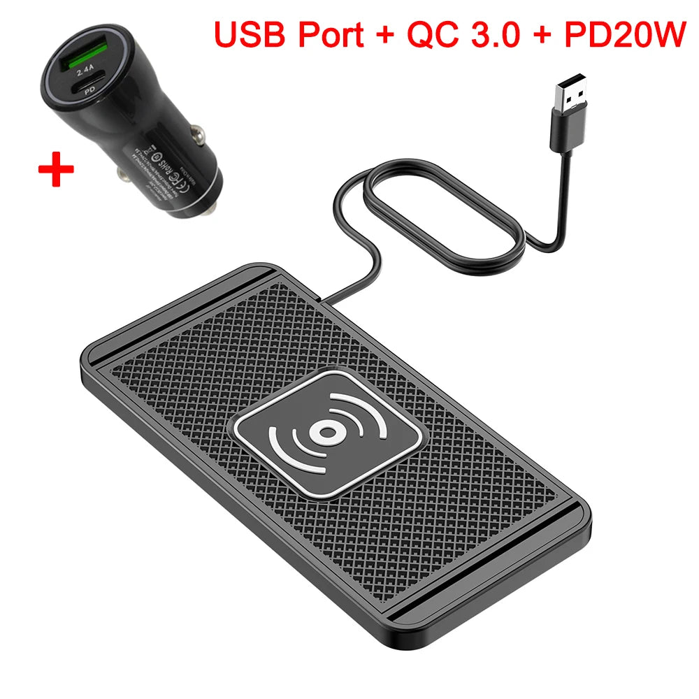 Wireless Car Charger Silicone Pad Stand Fast Charger
