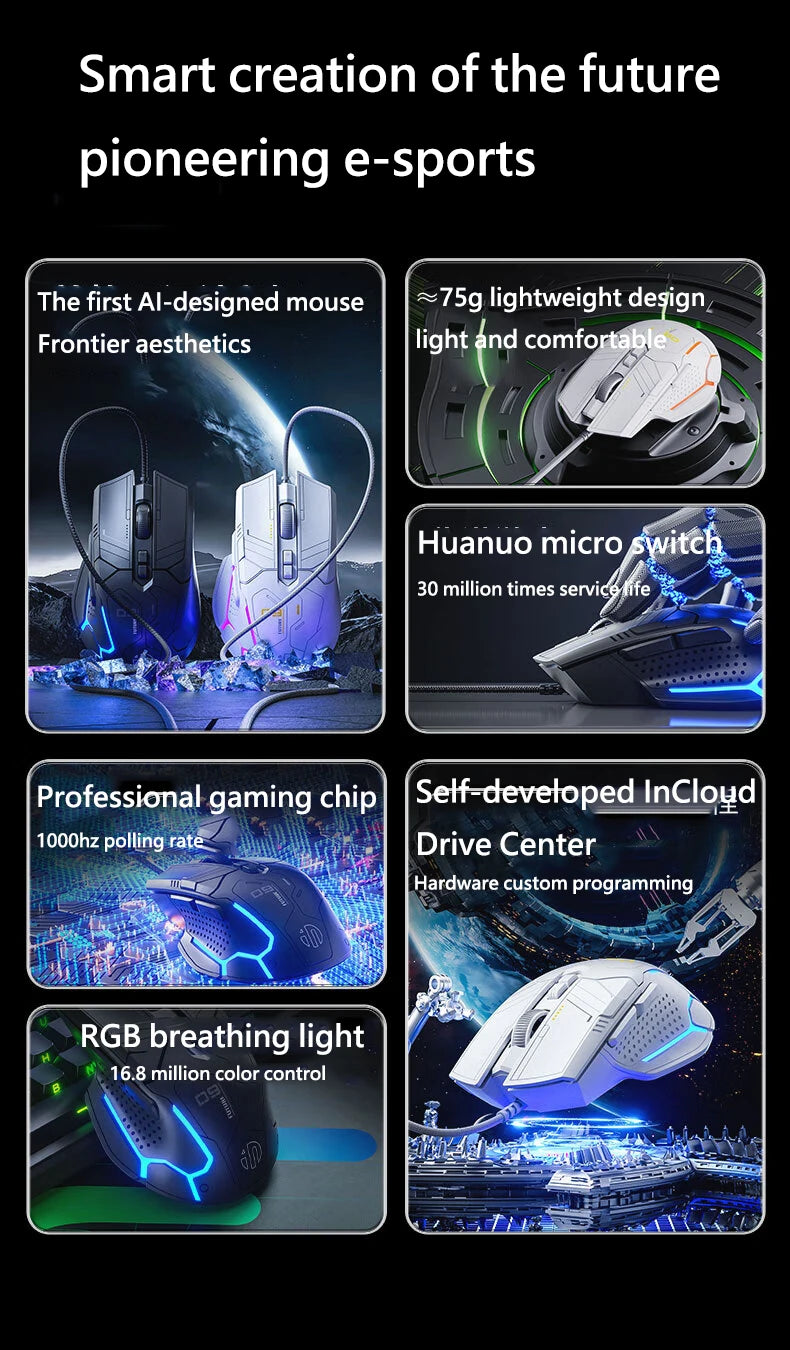 Inphic PG9 wired gaming mouse 6 buttons