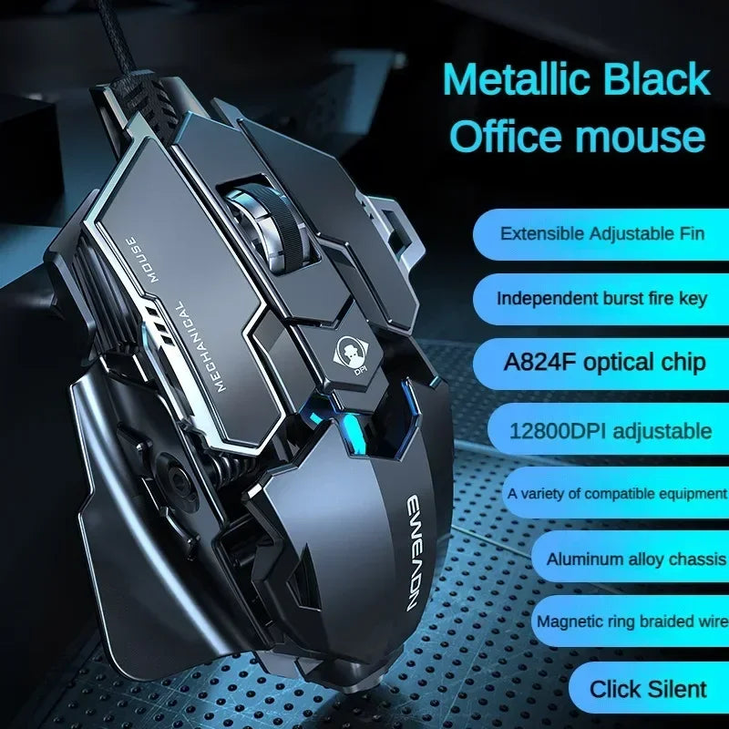 EWEADN Wired Mouse Mechanical Feel Ergonomic
