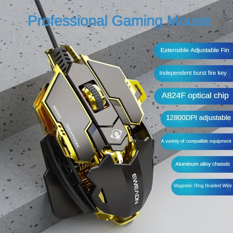 EWEADN Wired Mouse Mechanical Feel Ergonomic