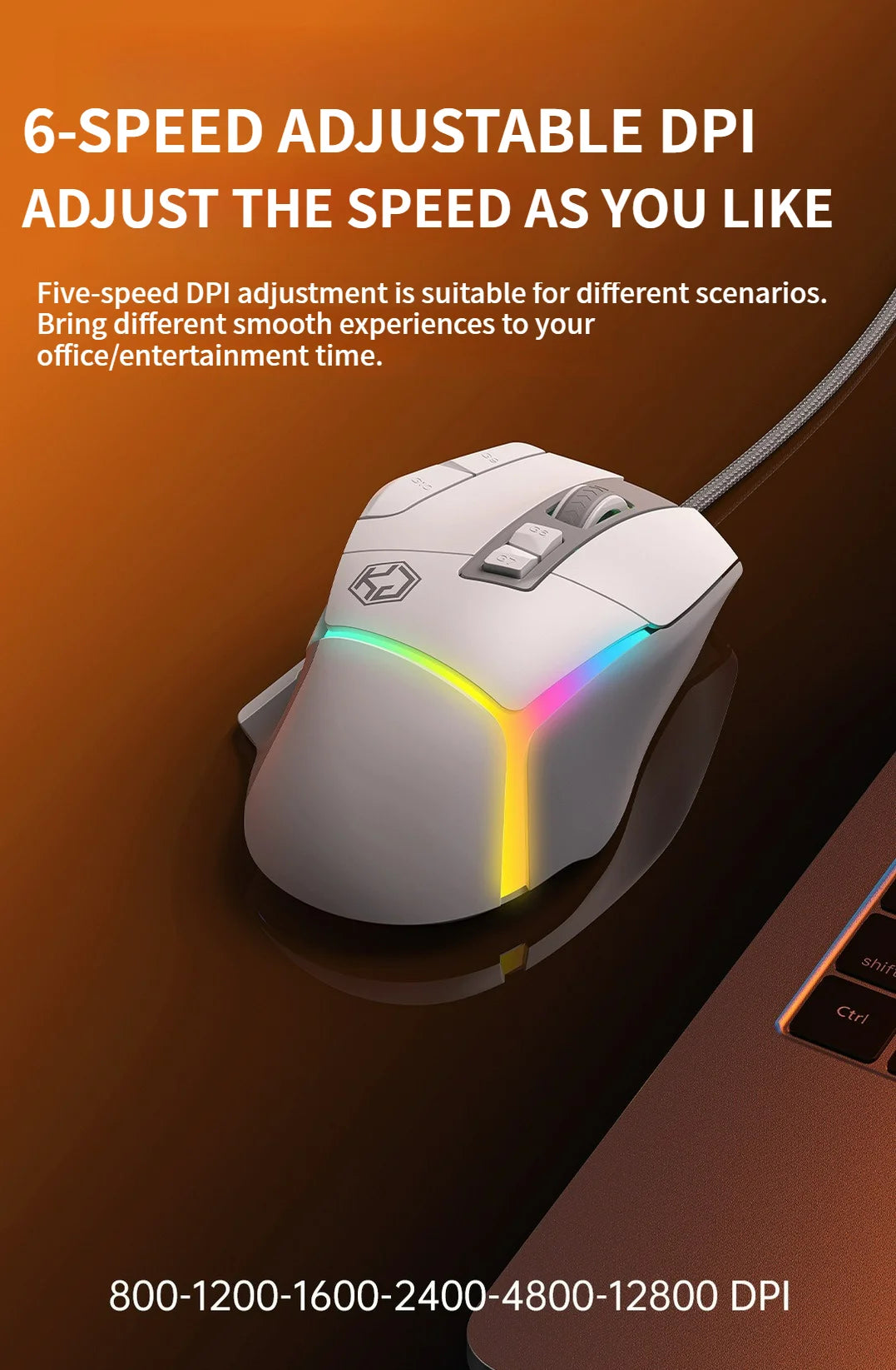 Wired Mouse RGB Lights 10 Keys Macro