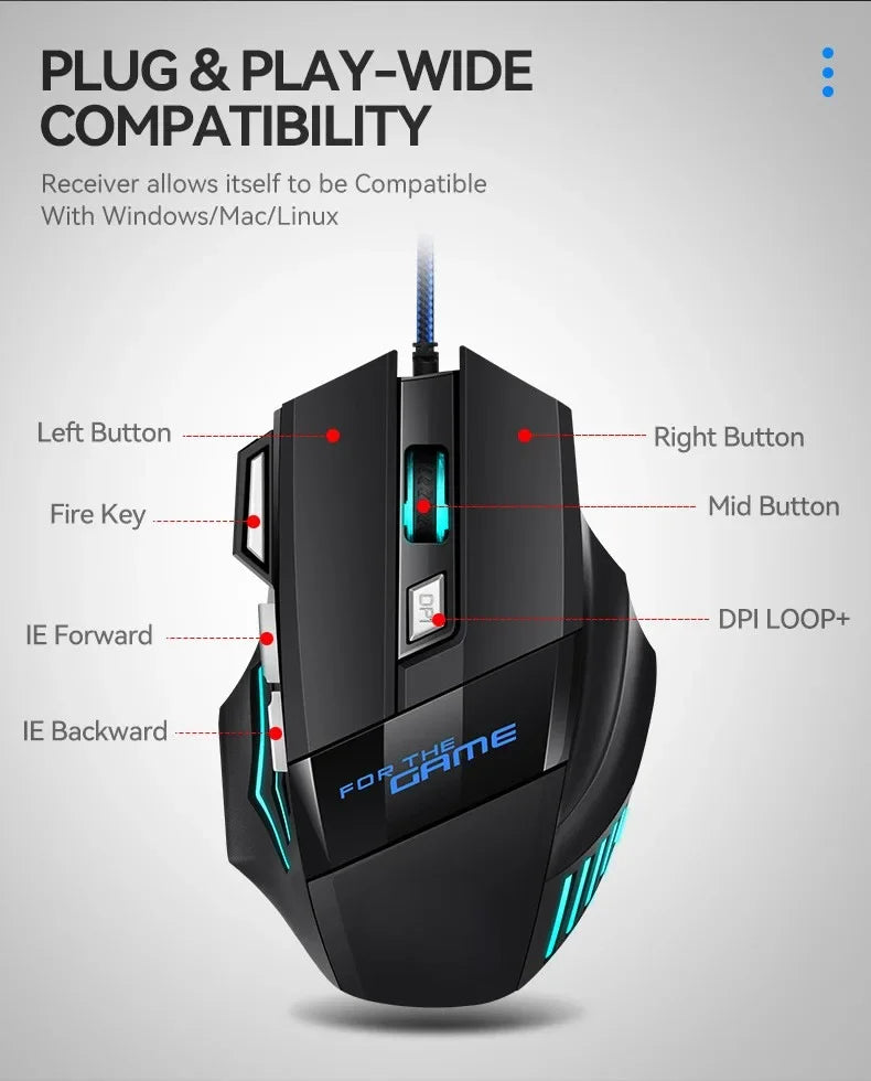G6 USB Wired Gaming Mouse 7 Button 5500DPI