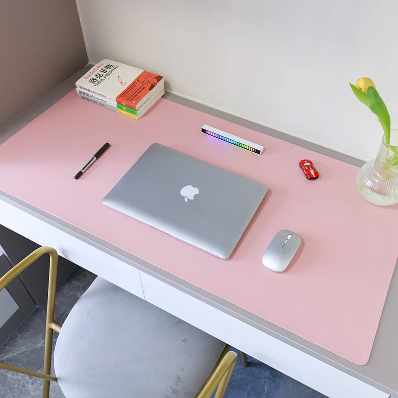 Leather Desk Mat Pink Solid Color Mousepad