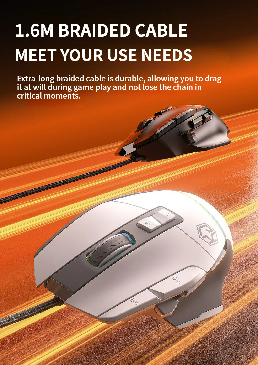 Wired Mouse RGB Lights 10 Keys Macro