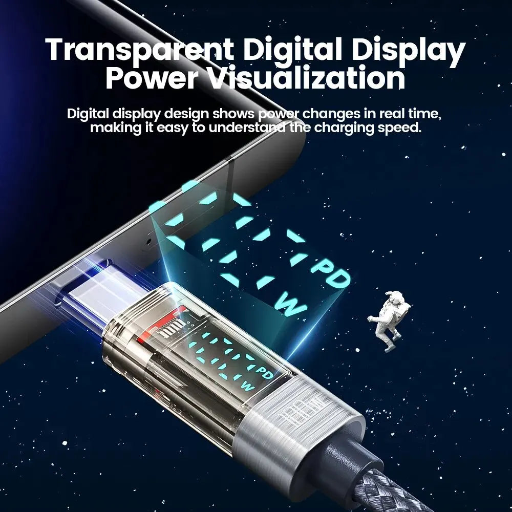 Type C to Type C Cable 100W Display Fast Charging