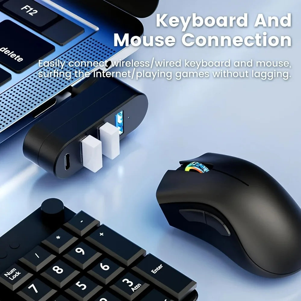 USB 3.0 2.0 Hub 180° Rotatable 4 Ports Type C