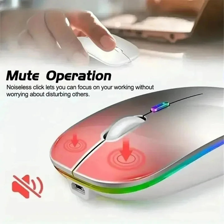 Wireless Mouse Rechargeable Silent LED Backlit