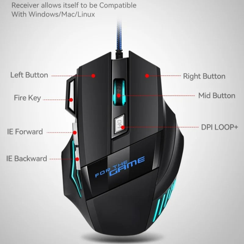 G6 USB Wired Gaming Mouse 7 Button 5500DPI