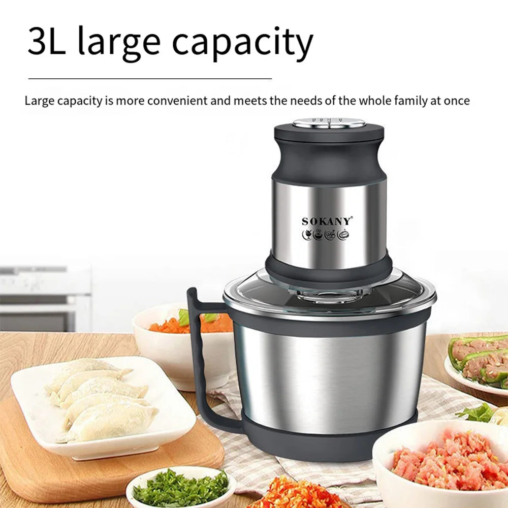 3L Electric Meat Grinder Food Processors Vegetable