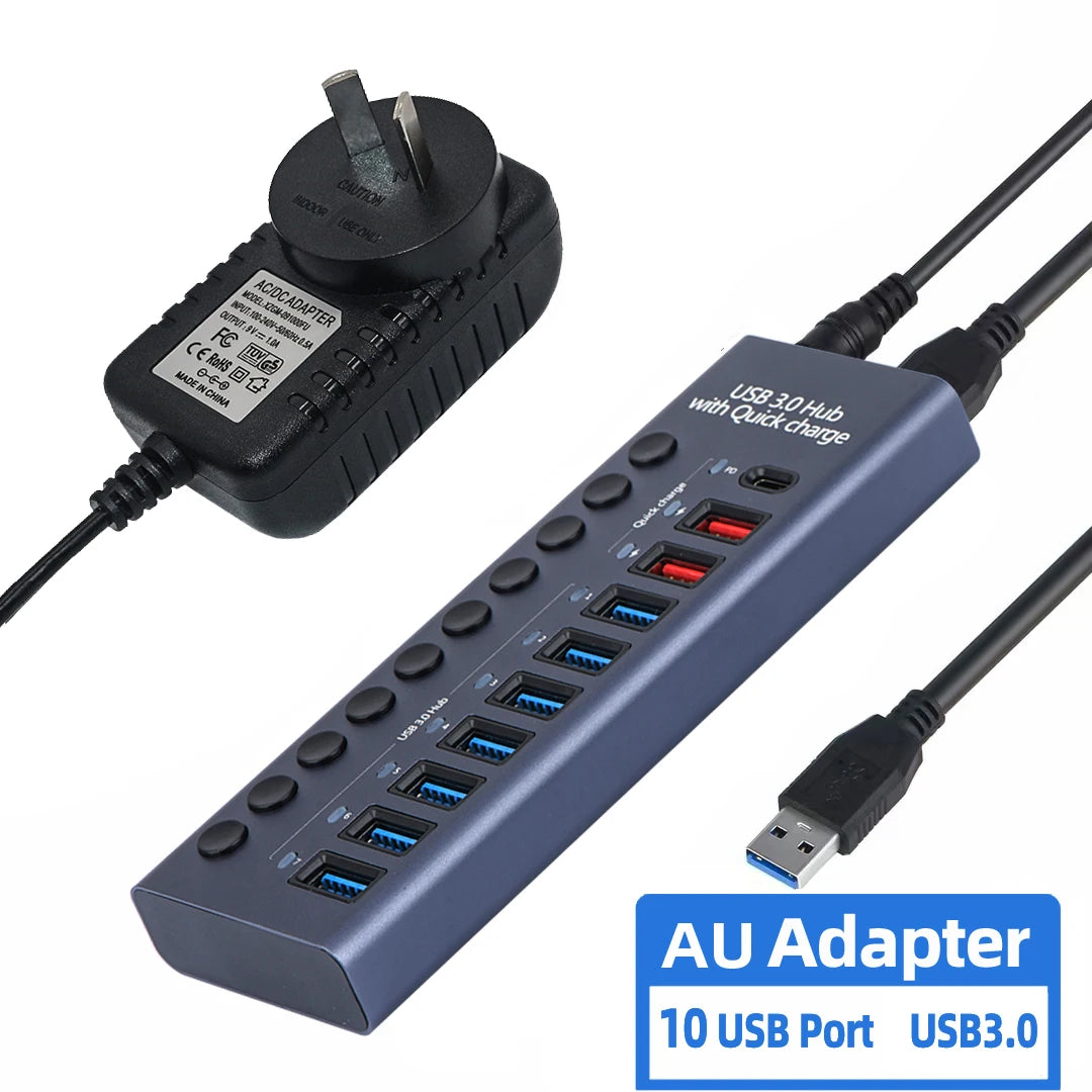 AIXXCO 7/10 Ports USB 3.0 Hub Multi USB Splitter
