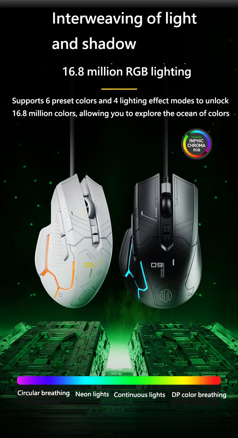Inphic PG9 wired gaming mouse 6 buttons