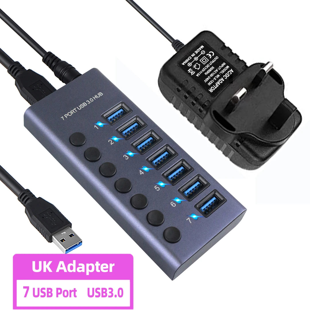 AIXXCO 7/10 Ports USB 3.0 Hub Multi USB Splitter