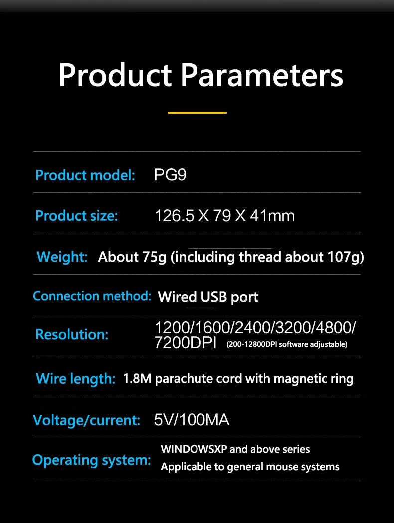 Inphic PG9 wired gaming mouse 6 buttons