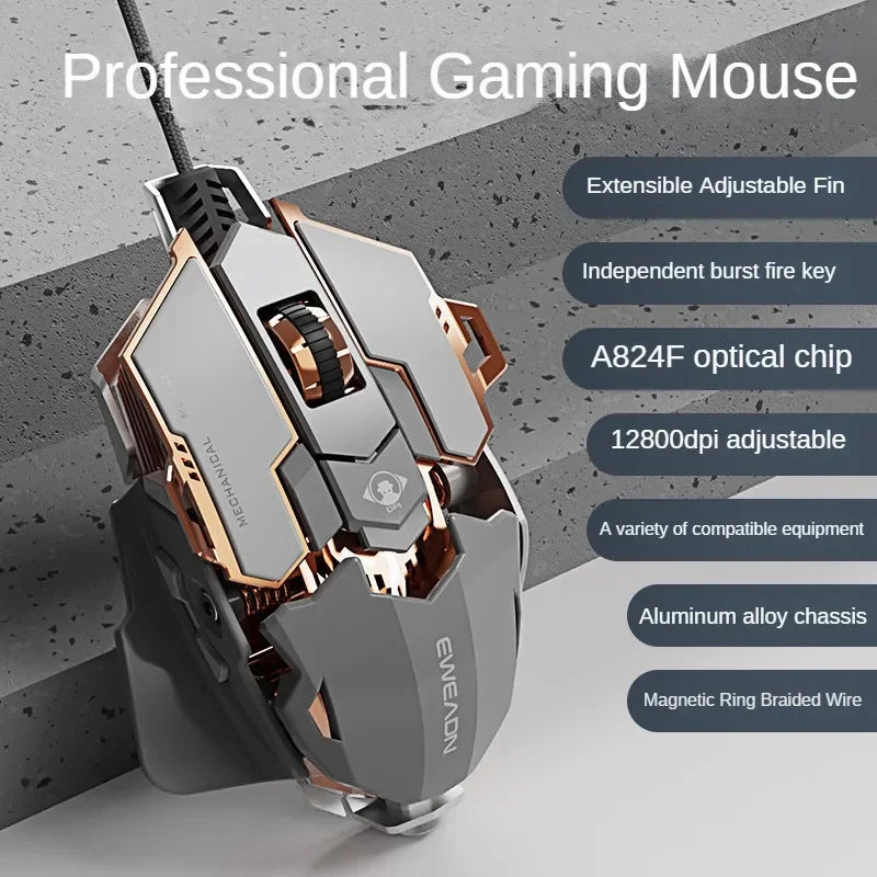 EWEADN Wired Mouse Mechanical Feel Ergonomic