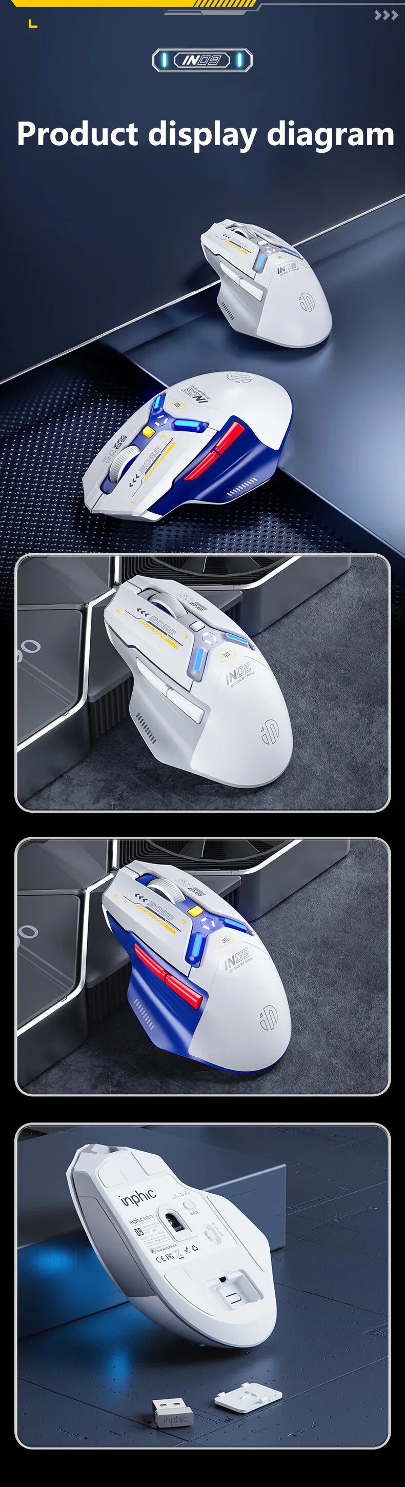 Inphic IN9 Wireless Gaming Mouse Rechargeable