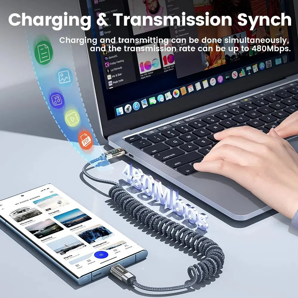 Type C to Type C Cable 100W Display Fast Charging