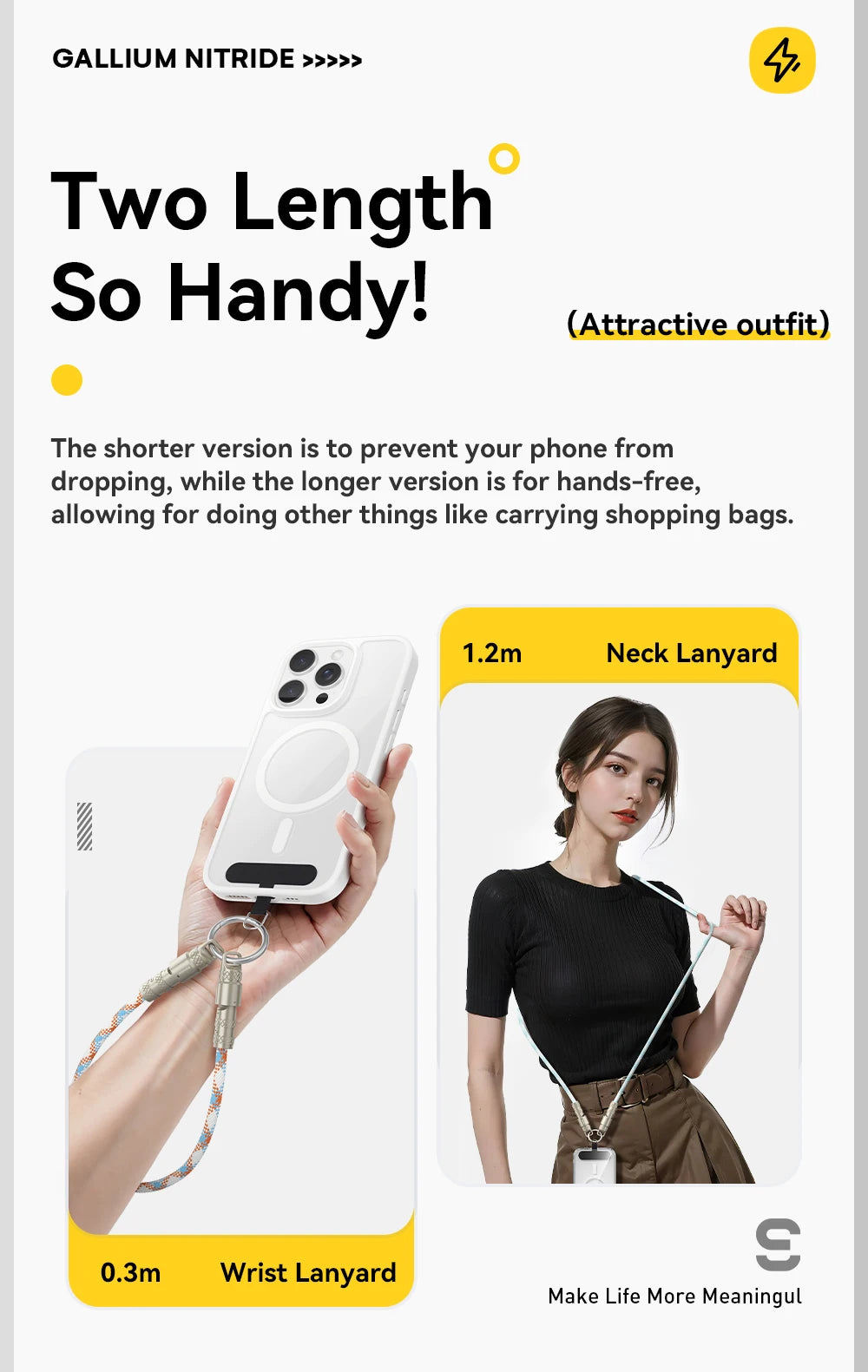 2 in 1 60W USB-C to Type-C Lanyard Data Cable